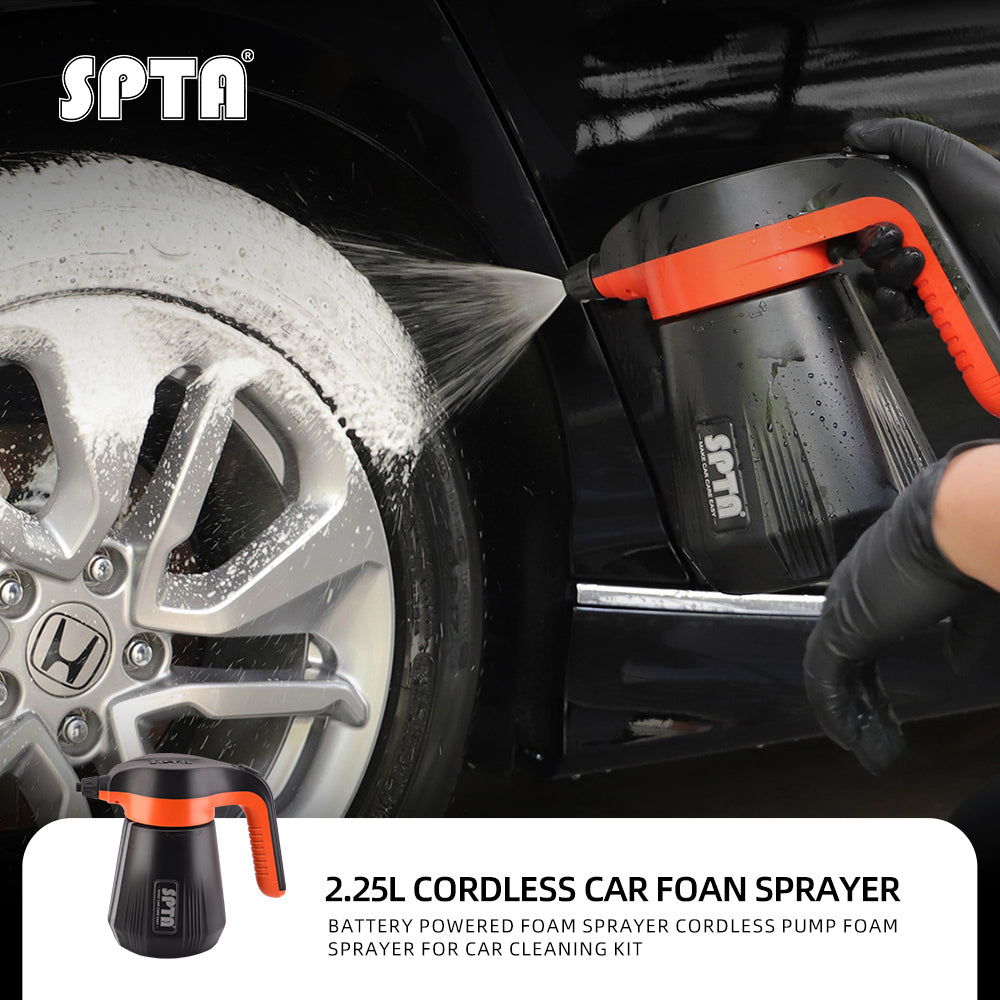 SPTA Electric Pressurized Soap Sprayer - 2.25L/76 oz Cordless Car Foam