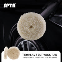 SPTA 7 inch to 8 inch Wool Polishing Pad, T180 Double-Side Heavy Cut Wool Pad to Remove 1200#/1500# Sanding Disc Marks, Deep Scratches, Orange Peel and Heavy Oxidation for Automotive, Car, RV, Motorbike & Boat