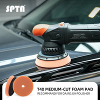 SPTA 3 Inch to 6 Inch T40 Orange Medium-Cut Foam Polishing Pad For DA/RO Car Polisher To Remove Light Cutting Pad ,Remove 2000# Sanding Disc Marks ,Fine Scratches & Light Oxidation High-Cut Foam Pad