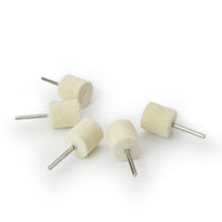 SPTA 5pcs Cylinder Felt Burrs, Wool Felt Mounted Mandrel Points 22mm Head ,3mm Shank Cylinder Polishing Bits Burrs Felt Polishing Buffing Wheel for Rotary Tool