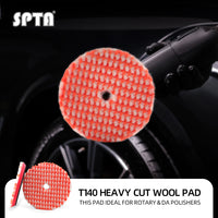 SPTA 3 inch to 6 inch Wool Polishing Pad, T140 Heavy Cut Wool Pad to Remove 1200#/1500# Sanding Disc Marks, Deep Scratches, Orange Peel and Heavy Oxidation for Automotive, Car, RV, Motorbike & Boat