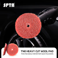 SPTA 3 inch to 6 inch Wool Polishing Pad, T140 Heavy Cut Wool Pad to Remove 1200#/1500# Sanding Disc Marks, Deep Scratches, Orange Peel and Heavy Oxidation for Automotive, Car, RV, Motorbike & Boat