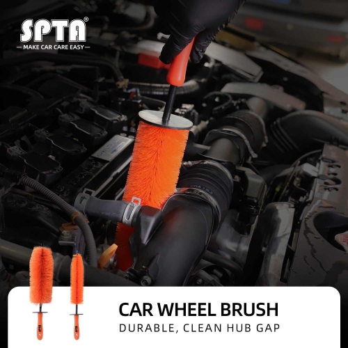 SPTA Car Wheel Brush, 2pcs Orange Car Wheel & Hub Cleaning Brush