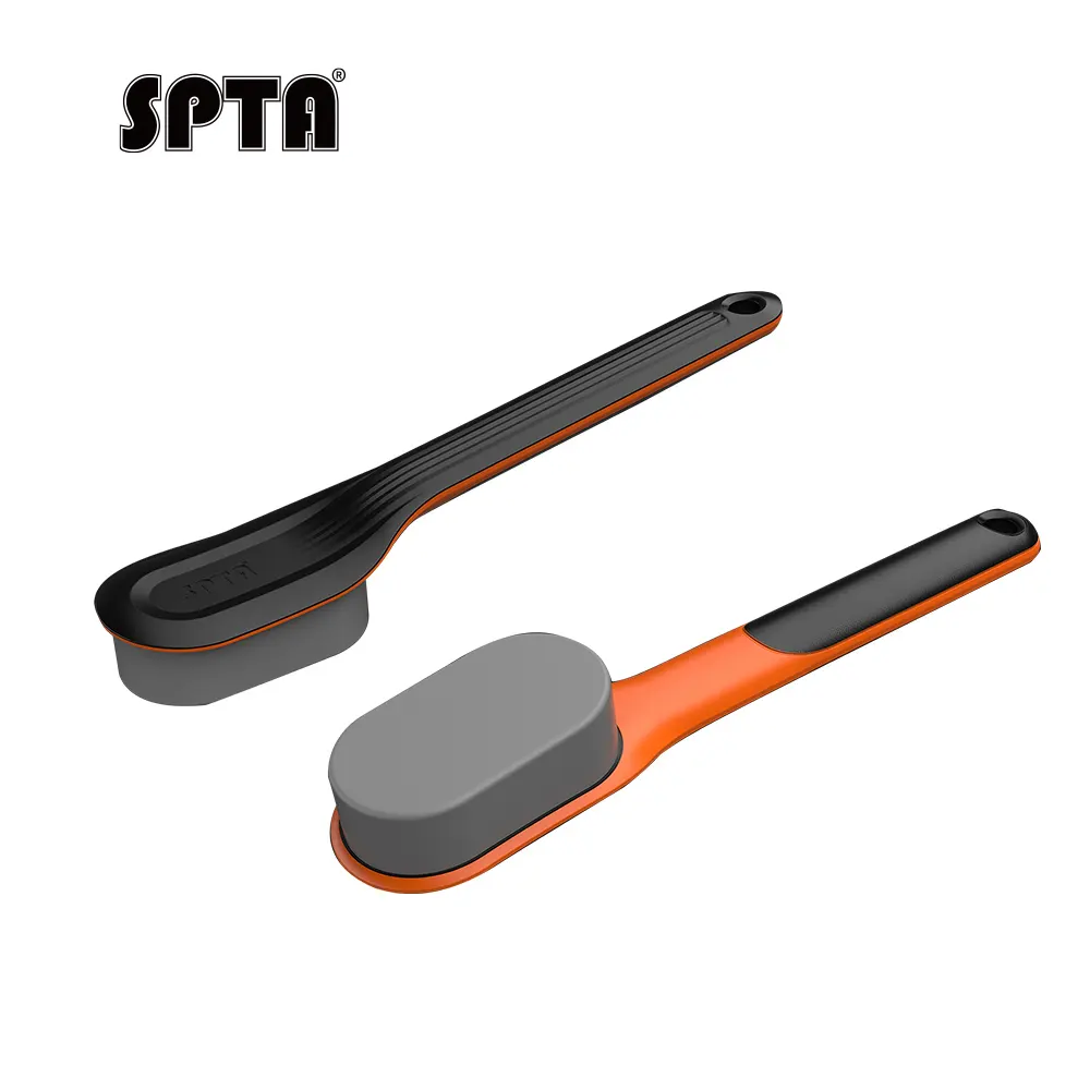 SPTA DF037 Black&Orange Tire Shine Applicator Brush Detail Brush Made With Sponge Plastic Handle For Car Polishing