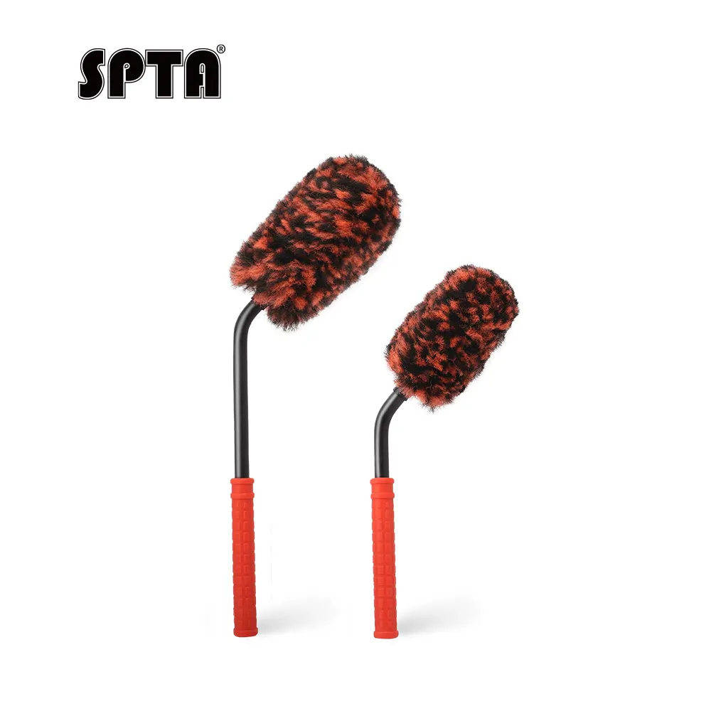 SPTA DF042 Curved handle Car Rim & Wheel Cleaning Brush Made With Rubber Plastic Handle For Cars&Trucks&SUV