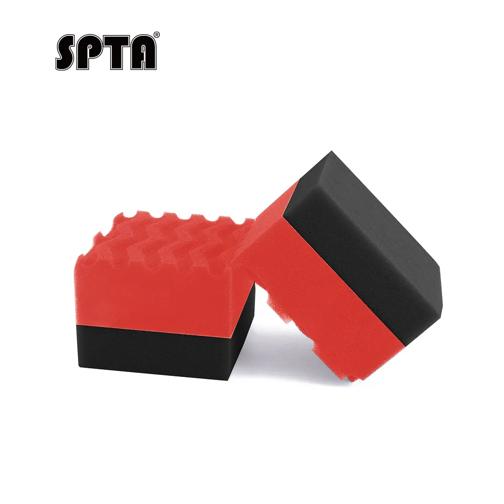 SPTA WF002 Black&Red Tire Gel Applicator Dressing Pad Car Detailing Foam Sponge Tire Cleaner Sponge Tire Dressing Applicator