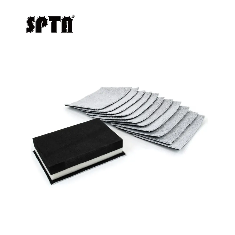 SPTA 12Pcs Set Ceramic Coating Sponge Applicator Flexible Hand Strap Backing Plate Car Detailing Hand Applicator