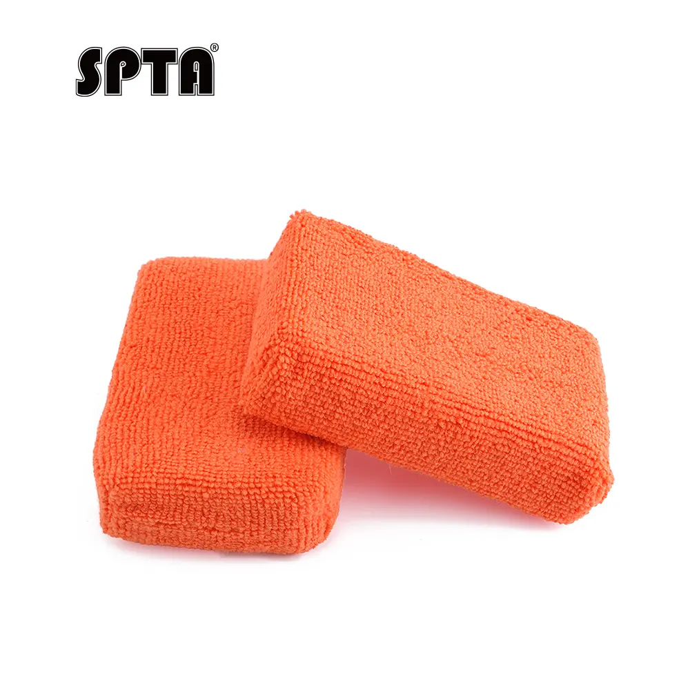 SPTA WF005 Microfiber Applicator 125*80*30mm Orange Block Square Microfiber Wax Applicator for Auto Detailing Car Care