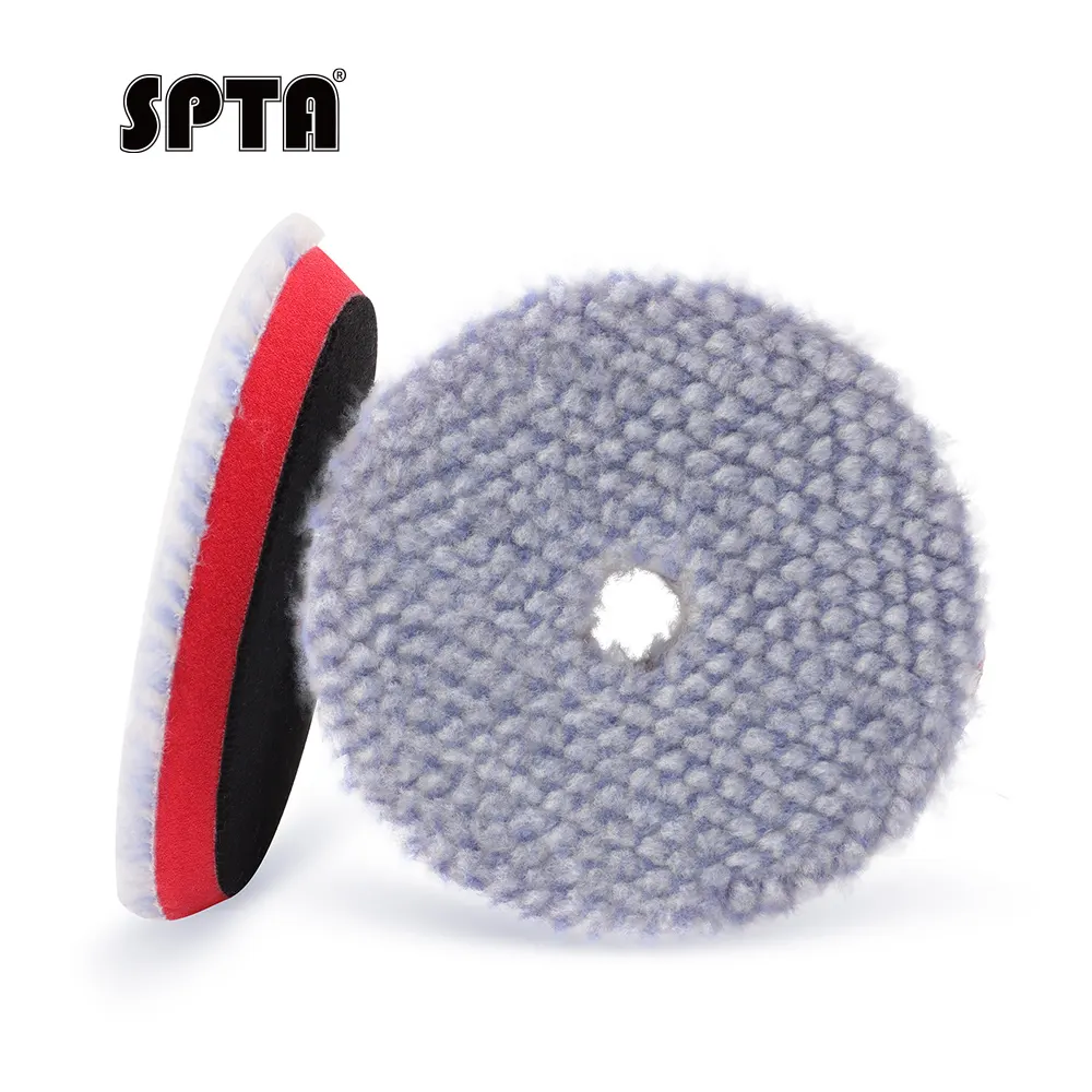 SPTA V2.0 Medium Cut Short Wool Polishing Pad RO/DA Polisher Buffing Pad for Car Polisher